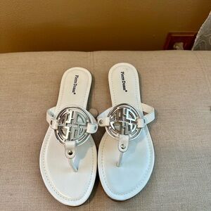 Pierre Dumas Silver and White Sandals